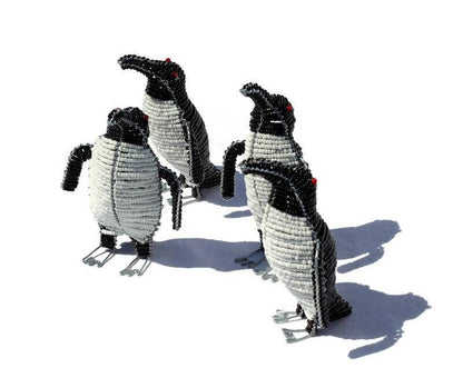 Beaded Black and white Penguins figurines handmade African Art. Unique wildlife inspired gifts Express Shipping Worldwide by JNGcape