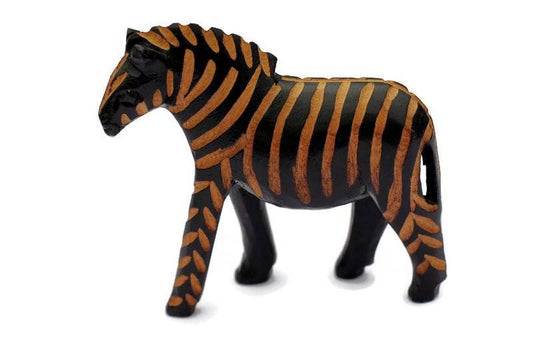 Pair of Olive wood Zebra Figurine. Zimbabwean handmade potassium Polished and gouged animal sculpture. Express Shipping Worldwide