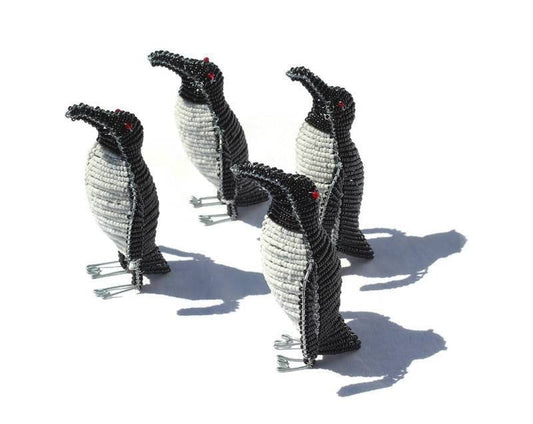 Beaded Black and white Penguins figurines handmade African Art. Unique wildlife inspired gifts Express Shipping Worldwide by JNGcape