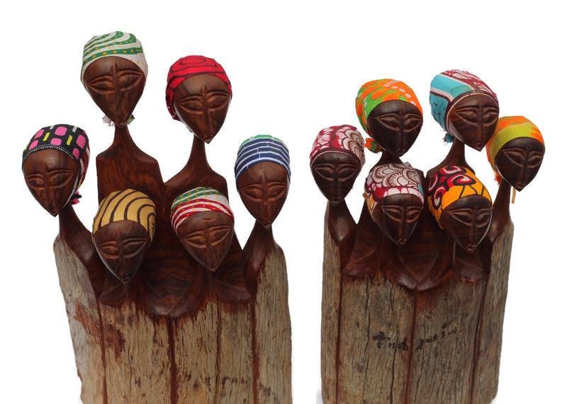 African Women Art Gifts. Handcarved Mozambiquean Elle Sandalwood ladies sculpture, 2 sizes. Office/Home table Decor Ready to Ship Express.