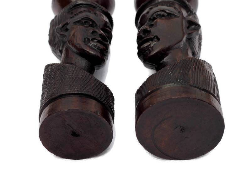 Ebony Wood Handcarved man candleholder pair. African Tribal gifts / Interior Decor. Smooth detailed and polished Wood Art. Express Shipping