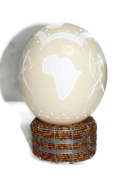 African Warriors and Map carved on an Ostrich Egg Shell Lampshade. Unique Christmas /Wedding gifts for home and office lighting. Home decor