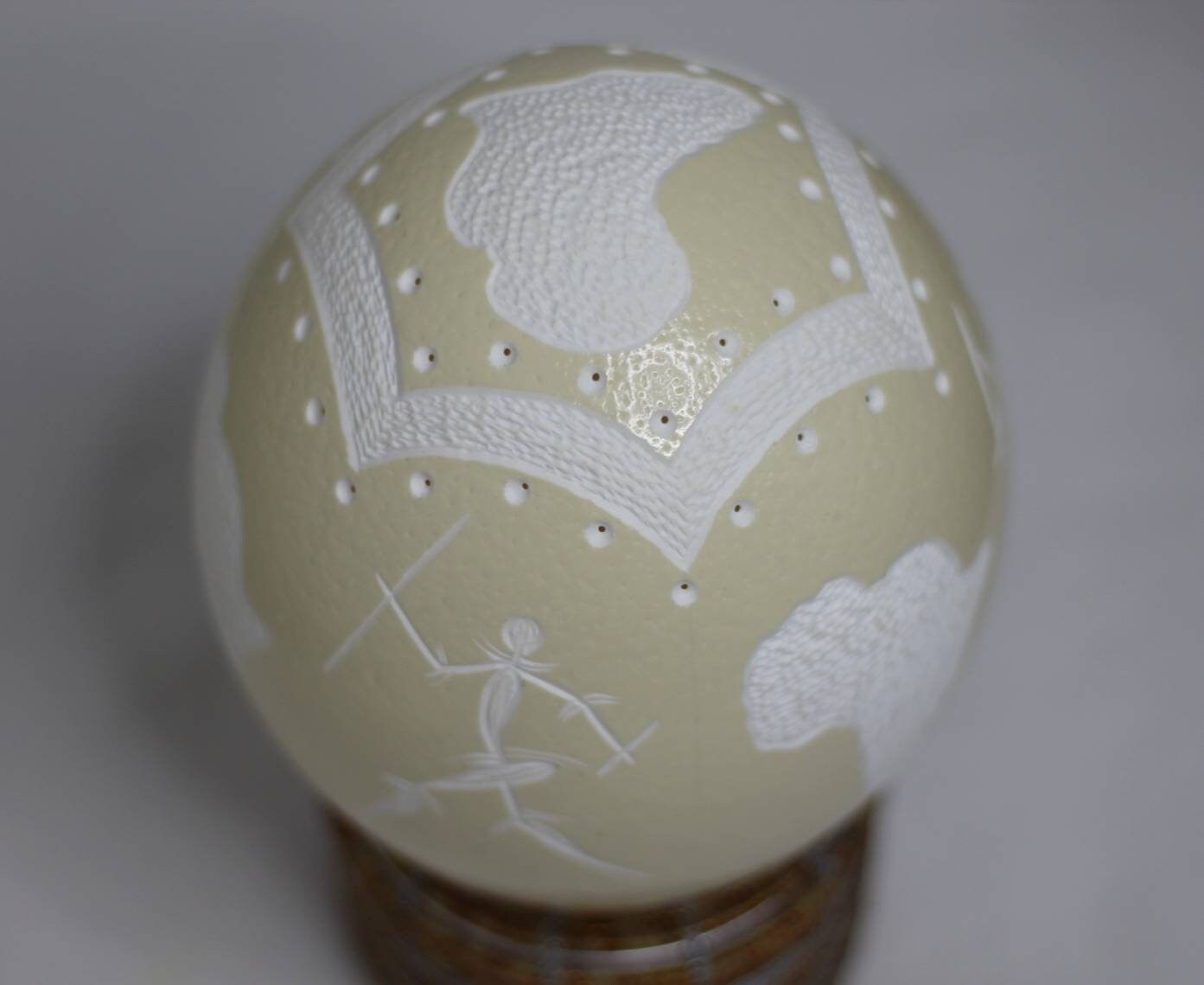 African Warriors and Map carved on an Ostrich Egg Shell Lampshade. Unique Christmas /Wedding gifts for home and office lighting. Home decor