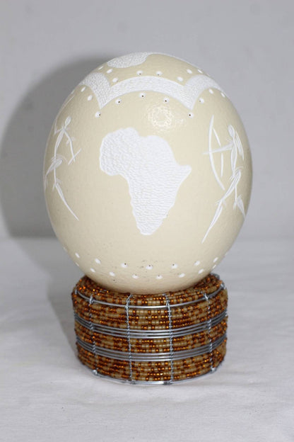 African Warriors and Map carved on an Ostrich Egg Shell Lampshade. Unique Christmas /Wedding gifts for home and office lighting. Home decor