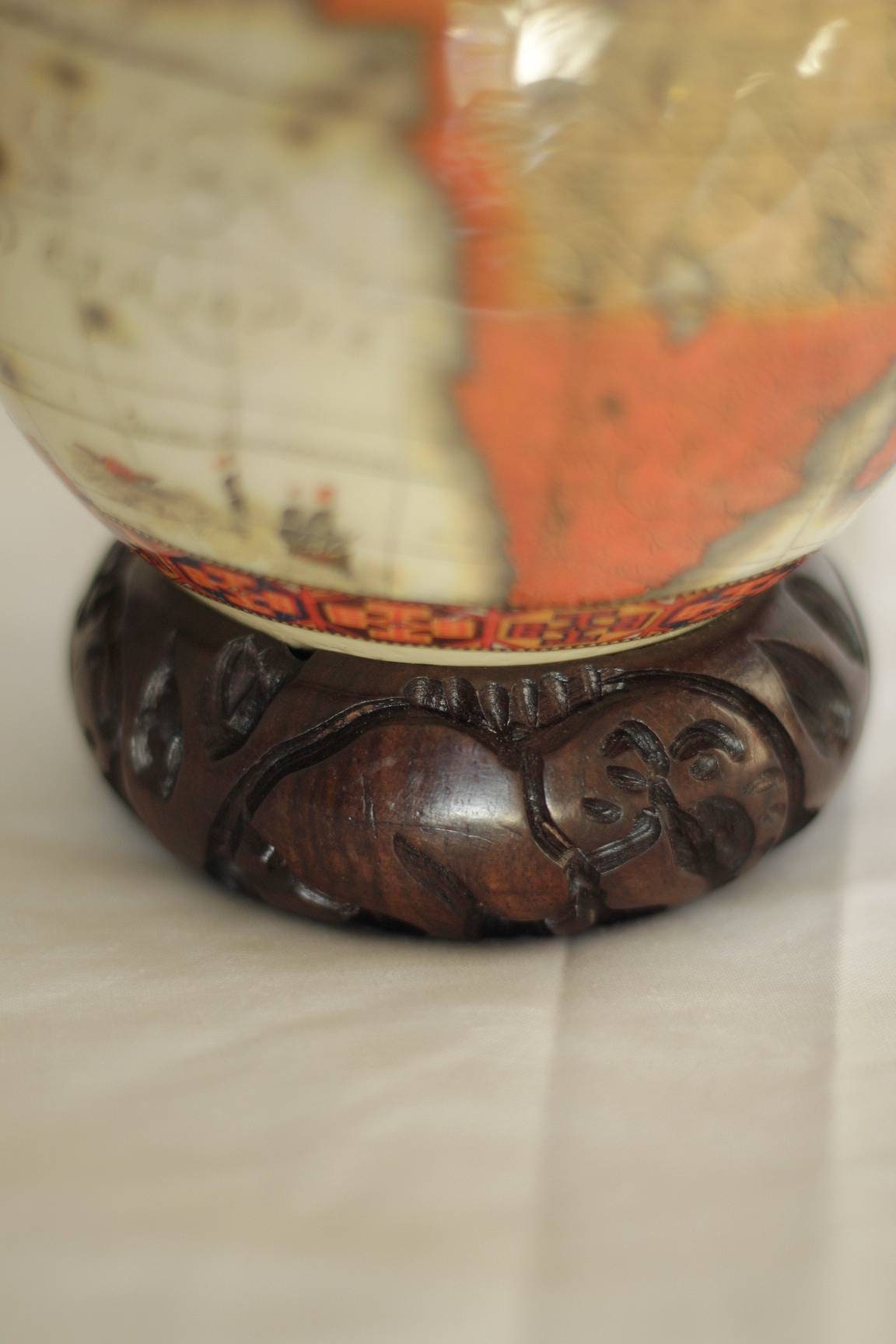 Fire themed Decoupage Ostrich Egg Shell with Big Five Animals and African Map. Unique Wedding Gifts Ready to Ship Express Worldwide.