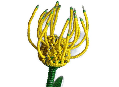 Beaded Pincushion Protea flower. Home and Office Decor floral Artwork by Job Guwhe. Express Shipping Worldwide. Custom Orders Welcome