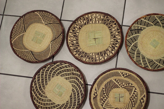 Set of 5 Binga/Tonga baskets wall decor giftset Express Shipping Worldwide. African Souvenirs Zimbabwe handcrafted gifts ideas