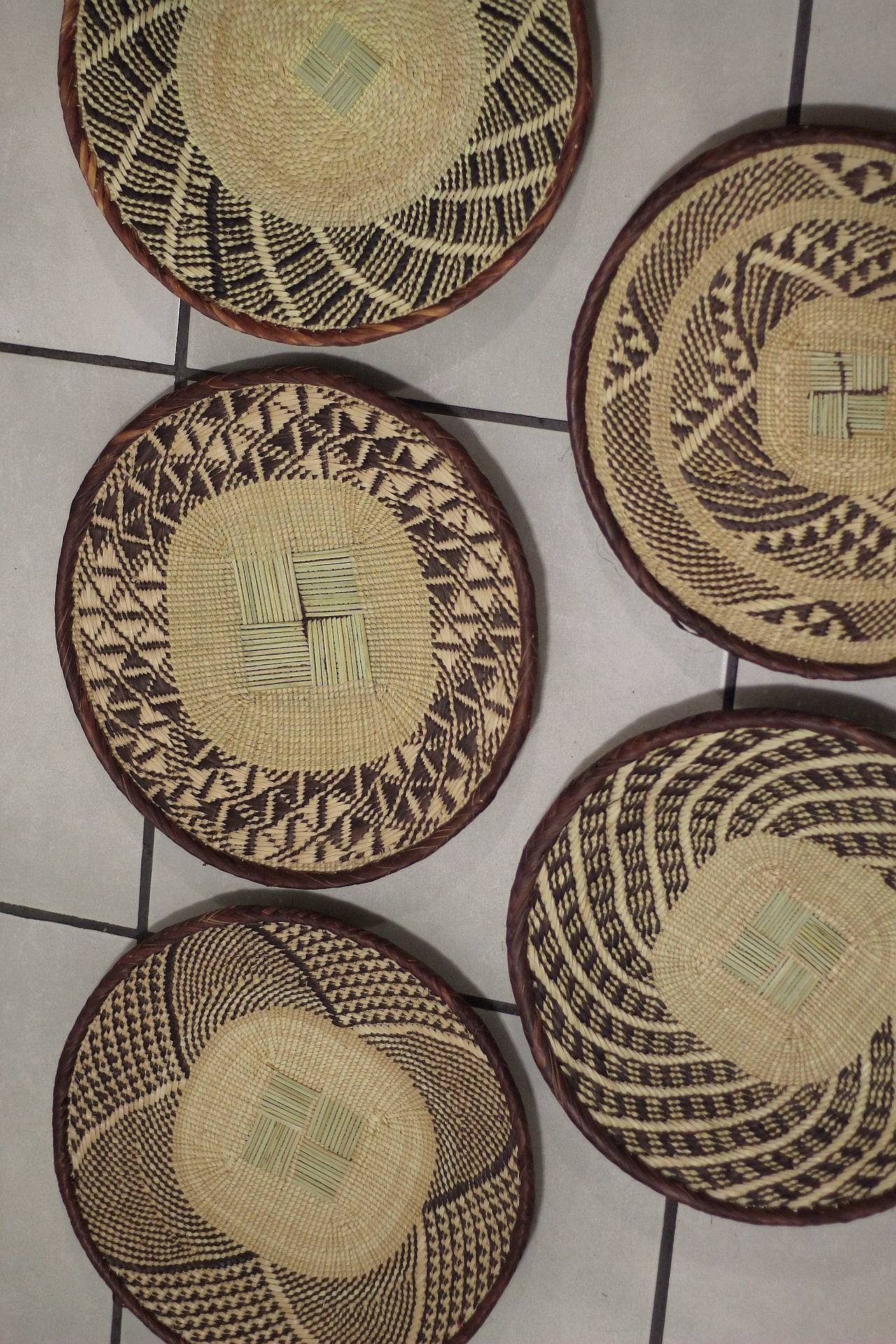 Set of 5 Binga/Tonga baskets wall decor giftset Express Shipping Worldwide. African Souvenirs Zimbabwe handcrafted gifts ideas