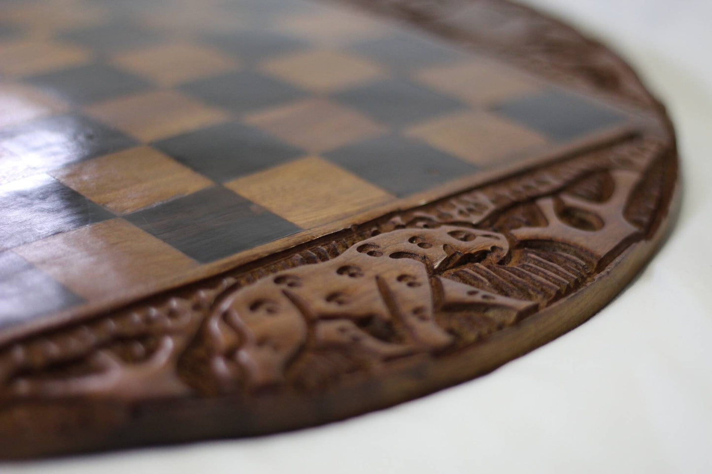 Chess / Checkers Gaming board Hand carved from Mahogany, Olive and Ebony Wood. Handmade African Gameboards Express Shipping Worldwide