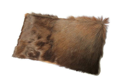 Rectangular Blesbok Leather Cushion. Brown Authentic Antelope hide pillow cover. Unique Home gifts. Express Shipping Worldwide. 17" x 9"