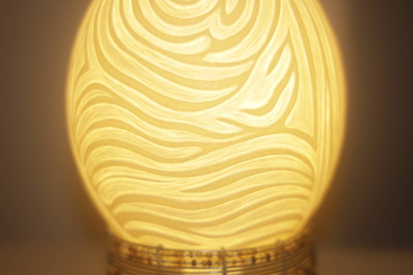 Mountain Zebra Themed Shell Lampshade. Ostrich Egg fine Art Zebra Print Carving. Unique African handmade Home decor gifts, Express shipping