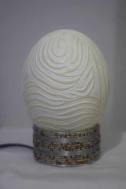 Mountain Zebra Themed Shell Lampshade. Ostrich Egg fine Art Zebra Print Carving. Unique African handmade Home decor gifts, Express shipping