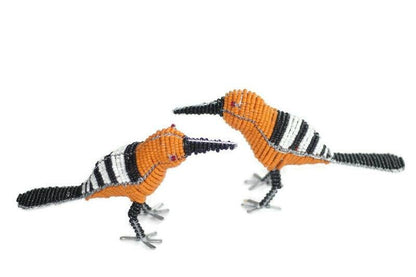 Beaded Colourful bird figurines in pairs or sets of 4. Orange/Yellow black and white home/Office decor gift. American Goldfinch Fast Courier