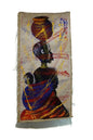 African Masaai Women with Child Acrylic Painting on Sackcloth/Hessian Clothe. Wall Art Decorations. Unique gifts Express Shipping Worldwide