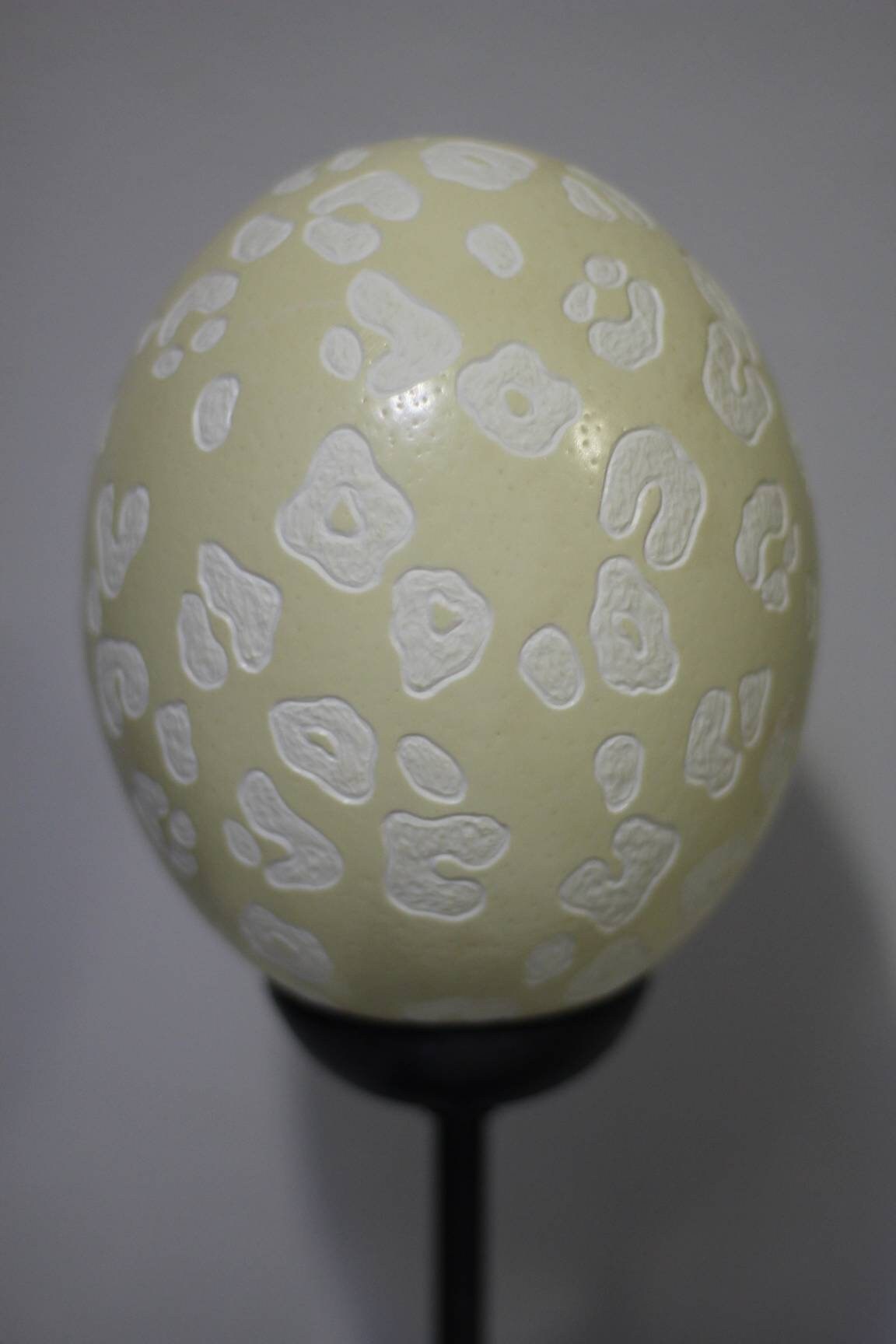 Leopard Spots hand carved on an Authentic Ostrich Egg Shell. Animal print Lampshade, Home Decor lighting. African Art Gifts Ready to Ship.