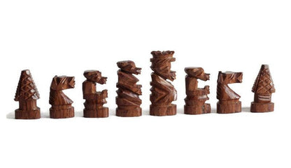 Large 18" Malawian handcarved Wooden Chess Set. Ebony, Olive and Mahogany Wood. Great Gift for play and Display /Decor. Ready to Ship