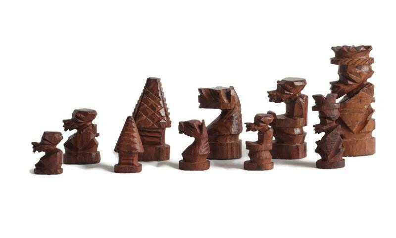 Large Malawian handcarved Wooden Chess Set. Ebony, Olive and Mahogany Wood. Makes a great Gift for play and Display /Decor. Express Shipping