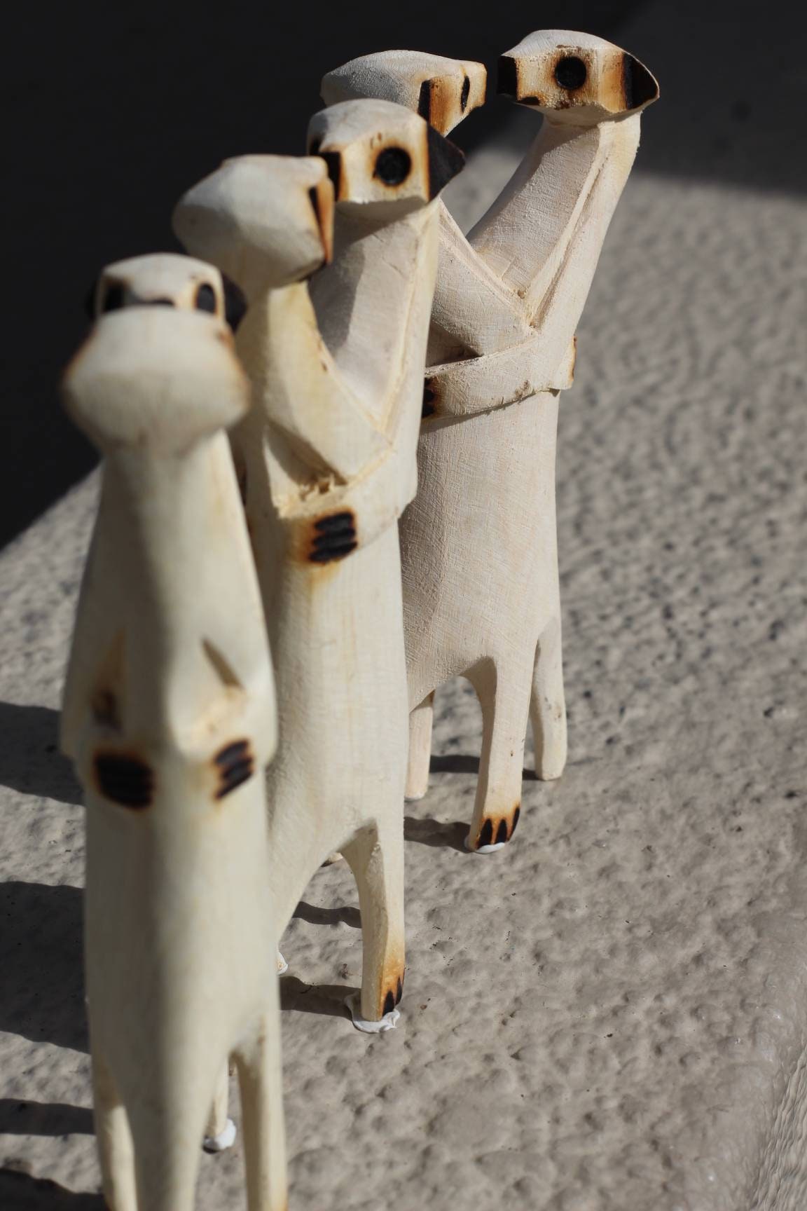 Set of 3 Kissing Handcarved Meerkats, Olive Wood. Hugging/In love Suricate couples. African Interior Decor Gifts Express Shipping Worldwide