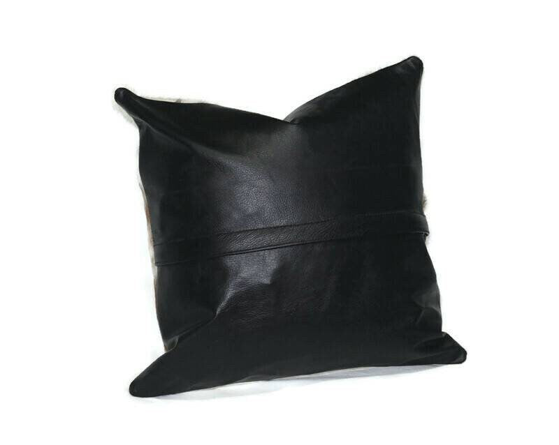 Black and White Patched Burchell's Skin Pillow case. Zebra print leather Cushion ready to ship Express Worldwide. Afro Boho Home/Office Deco