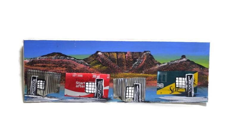 Acrylic painting on Chip board. South African Art Township/Cape Flats Wall Decor, Cape Town Table Mountain. 3 choices, Express Shipping Gift