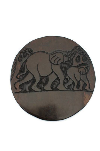 Ebony Wood Handcarved Wall Decor plates with the African Big 5. Table centerpieces /Placemats with Rhino and Elephant Family. Read to Ship