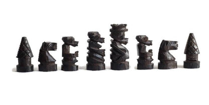 Large 18" Malawian handcarved Wooden Chess Set. Ebony, Olive and Mahogany Wood. Great Gift for play and Display /Decor. Ready to Ship