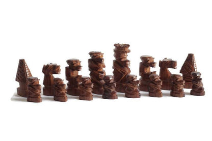 Large Malawian 18" handcarved Wooden Chess Set. Ebony, Mubanga and Mahogany Wood. Great Gift for play and Display /Decor. Ready to Ship