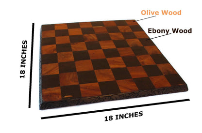 Large Malawian carved Chessboard and Zimbabwen Warriors Pieces. Ebony, Olive and Mahogany Wood. Makes a great game Gift. Express Shipping