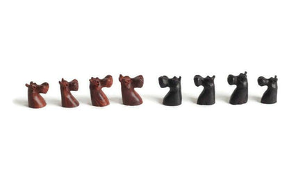 African Big Five Animals Foldable Chessboard Art with Trophy head pieces. Ebony and Olive Wood Hand Carved Gaming board. Ready to Ship Gifts