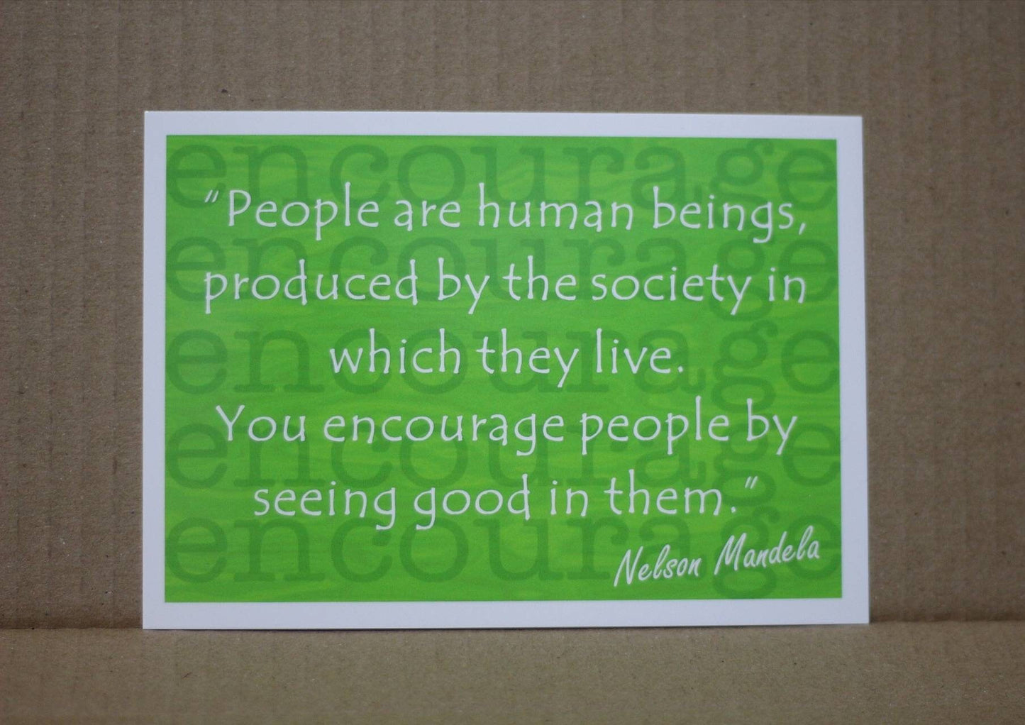 Nelson Mandela Quotes on A6 post cards. South African plain gift cards with inspirational messages. Cannot ship alone, add to order. Max 10