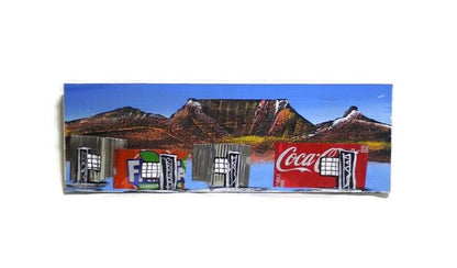 Acrylic painting on Chip board. South African Art Township/Cape Flats Wall Decor, Cape Town Table Mountain. 3 choices, Express Shipping Gift