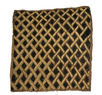 Interlocking Pattern Congolese Showa Kuba Clothe Wall Art/Table centerpiece. Brown, black Raffia/Bogolan Home or Office Decor. Ships Express