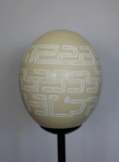 Unique African Kuba Clothe Design on an Authentic Ostrich Egg Shell. Home and Office Decor Lampshades Ready to Ship Express. Afro Bohemian