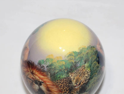 Decoupage Ostrich Egg African Big 5 Animals on a forest background. Unique Hand Painted and Print art Christmas Gifts, Ships Express