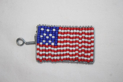 Set of 4 USA Flag Beads and wire Zipper charm/ key holders. Your country flag 3x5cm (Approx). United States Theme party thank you Art  gifts