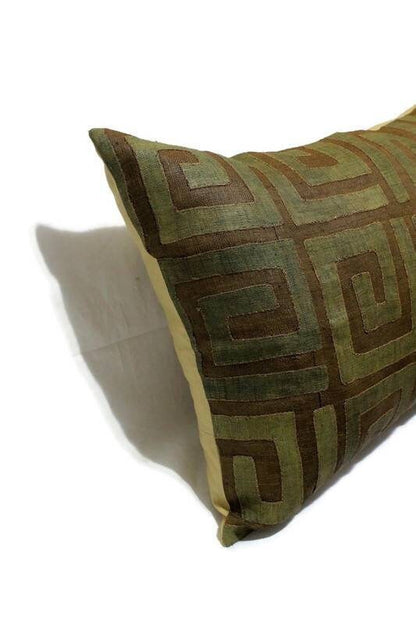 Extra Large Vintage handmade Authentic Congolese Kuba cloth pillow case/Cushion cover. Unique African Art Christmas Gifts, Express Shipping.