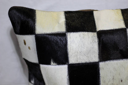 Black and WhiteNguni cow leather pillow cover, 18"x18". Square Patchwork, African art Home Decor Cushion. Ready to Ship Christmas Gifts