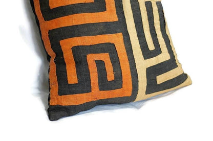 Handwoven Kuba Cloth 19" Cushion Cover/Pillow case. Authentic Congo raffia palm fibers. Home Decor Christmas Gifts, Ships Express Worldwide