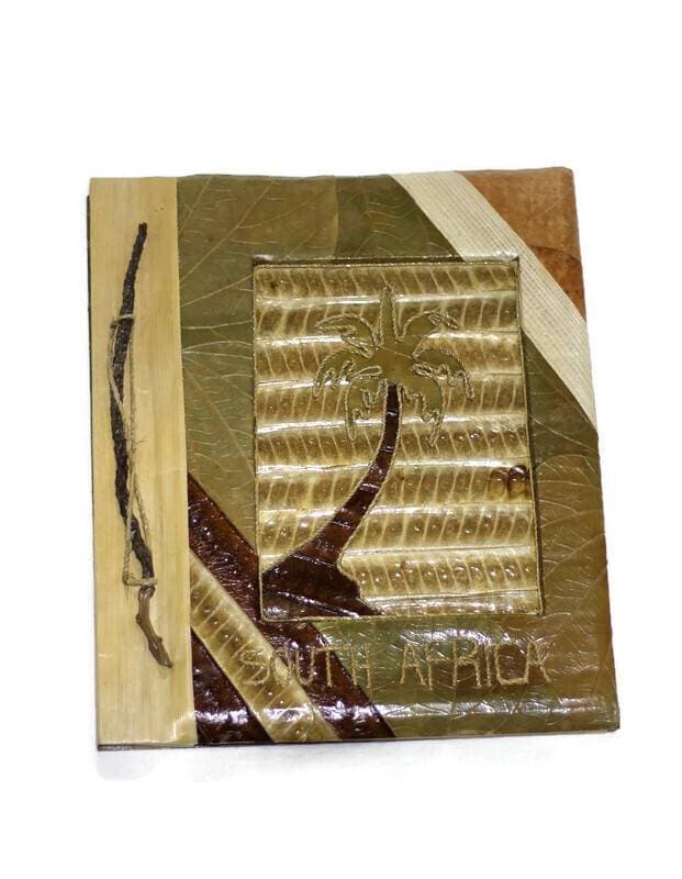 African Dried leaves Travel Journal, Palm tree themeDiary/Notebook art ±50pages. Vintage scrapbook. Handmade art Souvenir Christmas gifts