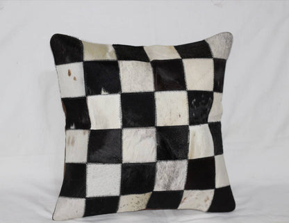 Black and WhiteNguni cow leather pillow cover, 18"x18". Square Patchwork, African art Home Decor Cushion. Ready to Ship Christmas Gifts