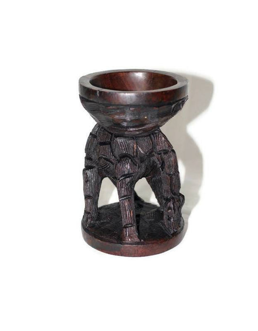 Giraffenmotiv Ebenholz Straußenei/ Ornamentständer. Malawische handgeschnitzte Safari-Kunst. Afrikanische Kunst Weihnachtsgeschenke, versandfertig Express