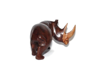 Ironwood Carved Smooth Rhino Sculpture. Zambian Handcarved Rhinoceros figurines ready to Ship Express. Unique African Christmas gifts.