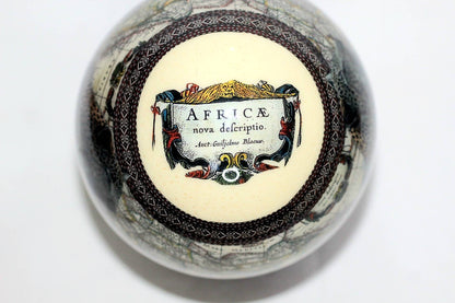 Leopard Themed Africa Nova Descriptio Map Decoupage art on an Authentic Ostrich Egg Shell. Comes with a carved wood stand. Ships Express