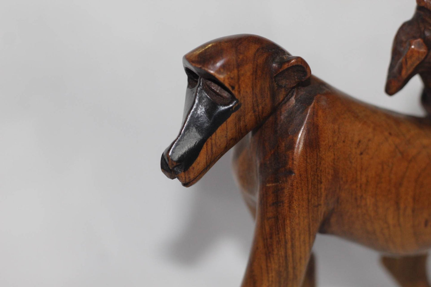 Olive wood Walking baboon with infant. Unique African handmade interior decor art. Made in Zimbabwe, housewarming gift ready to Ship Express