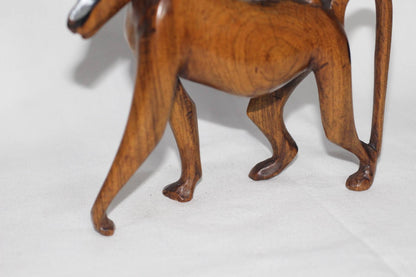 Olive wood Walking baboon with infant. Unique African handmade interior decor art. Made in Zimbabwe, housewarming gift ready to Ship Express