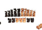Squatting African Big Five Animals Chess Pieces Set. Amazing Zimbabwean handcarved Masterpieces. Olive and Ebony Wood Art Gifts.