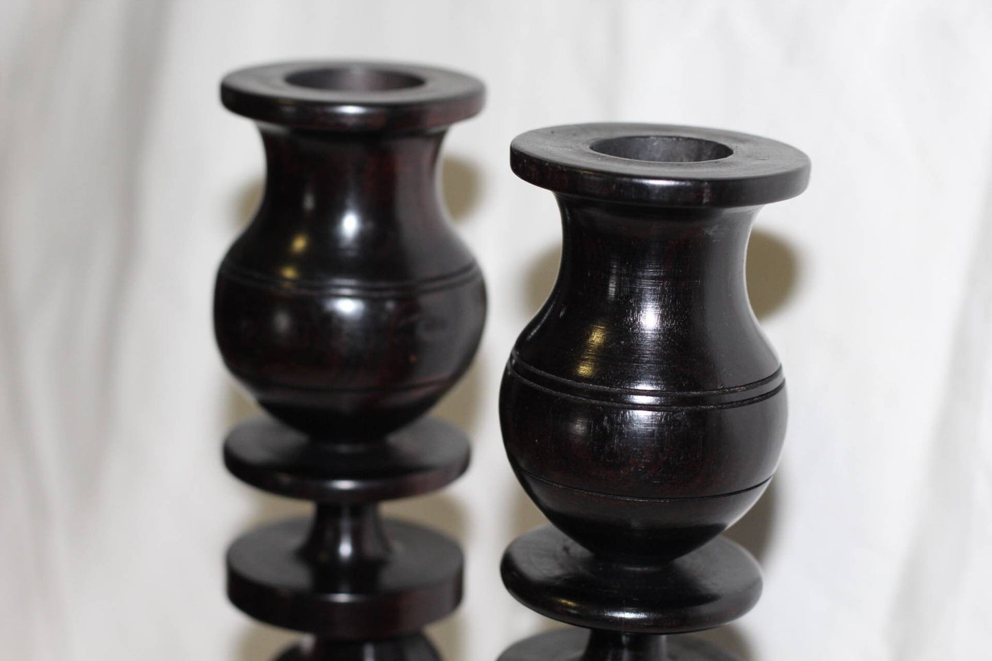 Large 12.5" Giraffe theme Ebony Wood Candlestick Holders set. Unique Masterpiece handmade in Tanzania. African Art Gifts Home/Office decor