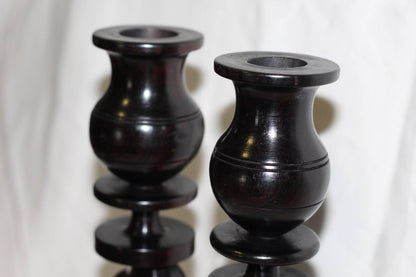 Large 12.5" Giraffe theme Ebony Wood Candlestick Holders set. Unique Masterpiece handmade in Tanzania. African Art Gifts Home/Office decor