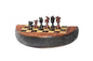 African Big Five Animal head trophies Chess Set. Olive, Ebony, Mahogany Wood fine Art Handcarved board game. Round Foldable Storage Design