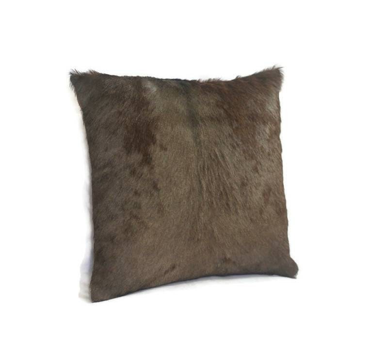 Wildebeest leather Cushion cover. Rectangular Pillow case made from the gnu Antelope hide. African Interior Decor Art Gifts Express Shipping